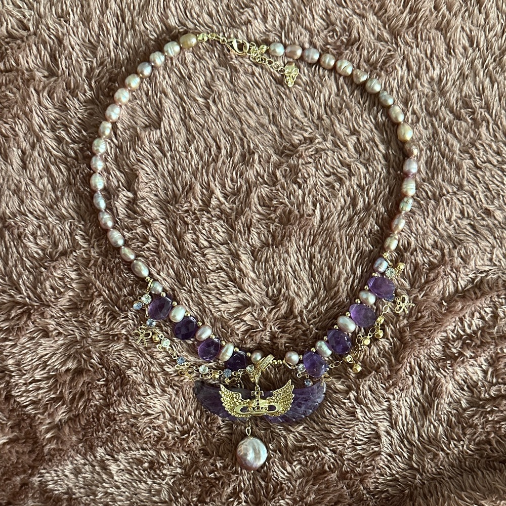 Elegant Gold and Purple Necklace